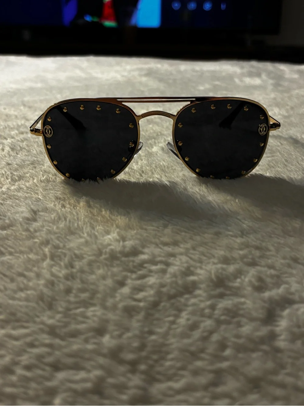 Brand New!! Gold Metal Frame Sunglasses with Black Lenses